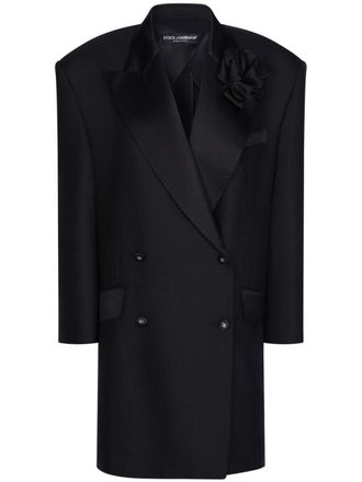 Dolce & Gabbana Blazer con applicazione a fiori - Nero