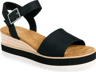 Toms Diana Platform Wedge Sandal in Black Canvas at Nordstrom, Size 8.5