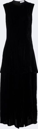 Stella McCartney Vestido midi de terciopelo plisado