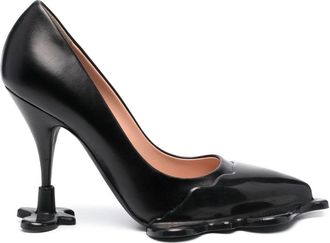 Moschino 100mm sculpted leather pumps - women - Calf Leather/Calf Leather/Calf Leather/Rubber - 38 - Black