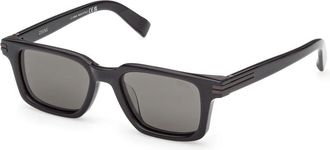 Ermenegildo Zegna 20D Zonnebril - Heren - Zonnebrillen - Zwart - 50 MM - Accessoires