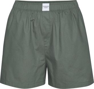 Copenhagen Pyjamashorts COPENHAGEN STUDIOS, Damen, Gr. 34, N-Gr, dunkelgr&uuml;n, Web, Obermaterial: 100% Baumwolle, unifarben, loose fit kurz, Hosen Pyjamashorts, Au