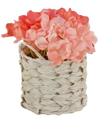National Tree Company Coral Hydrangea Bouquet In White Basket