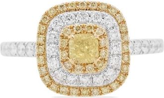 HYT Jewelry 18K gold and platinum diamond cocktail ring - women - Platinum/18kt Gold/White Diamond/Yellow Diamond - 5 3/4 - Silver