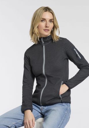 F.lli Campagnolo Strickfleecejacke CMP, Damen, Gr. 34, nero, cemento, Obermaterial: 55% Polyester, 45% Baumwolle, Jacken Strickfleecejacke, sportlicher Stil, f&uuml;r sport