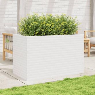 Berkfield Home Beautiful Garden Planter White 110x60x68.5 cm Solid Wood Pine