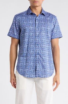 Robert Graham Short Sleeve Button Up Shirt in Blue at Nordstrom Rack, Size Xx-Large