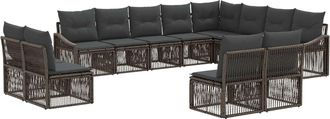 vidaXL Conjunto De Sof&aacute;s De Jard&iacute;n 12 Uds. Gris Rat&aacute;n Sint&eacute;tico Vidaxl