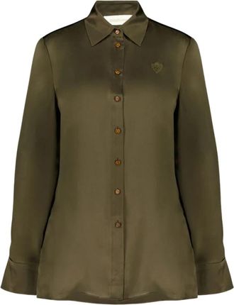 Zimmermann Hypnotic Satin Shirt - Dames - Overhemden - Groen - L - Satijn - Overhemden