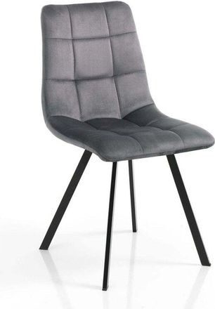 Oresteluchetta Juego De 4 Sillas De Terciopelo Efecto Acolchado Para Comedor Amelie - Gris