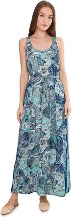 Liverpool L.A. Sleeveless Woven Maxi Dress With Self Belt Womens Dress Aqua Blue : SM, Viscose