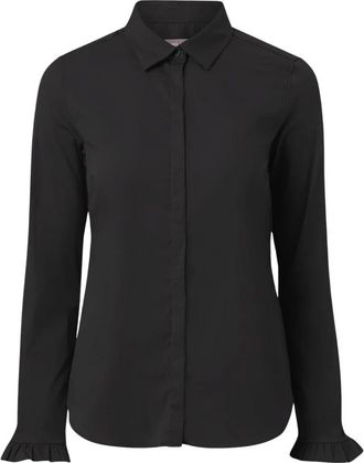 Mos Mosh Zwarte Ruffle Shirt - Dames - Overhemden - Zwart - XS - Overhemden