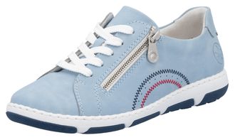 Rieker Sneaker RIEKER, Damen, Gr. 36, blau (hellblau), Lederimitat, Schuhe Sneaker, Halbschuh, Schn&uuml;rschuh, Freizeitschuh mit sportiver Laufsohle