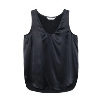 Max Mara Sleeveless Tops, female, Blue, Size: XS Navy Blue U-Neck Sleeveless Top