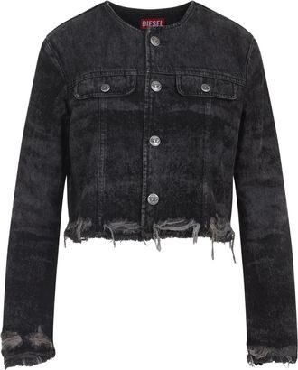 Diesel Womens De-graffy Denim Jacket - Black Cotton - Size Medium