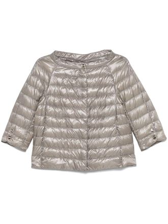 Herno collarless jacket - women - Polyamide/Polyester/Polyamide/Cotton/Goose Down/Goose Feather - 42 - Grey