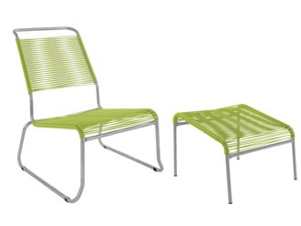 Schubiger M&ouml;bel Spaghetti-Kufen-Lounger-Hochlehner + Hocker S&auml;ntis