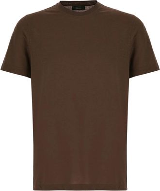 Zanone Casual Katoenen T-Shirt voor Mannen - Heren - T-shirts - Bruin - M - Katoen - Tops