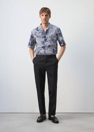 Mango Camicia 100% cotone stampata blu inchiostro - Uomo - XXL - MANGO MAN