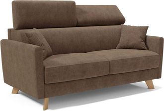 Divani.Store Francy Divano letto matrimoniale con poggiatesta regolabili in tessuto impermeabile e smacchiabile T17 200 cm (mat. 160x197) marrone