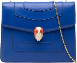 Bulgari Pre-owned Cross Body Bags, female, Blue, Size: ONE SIZE Pre-owned Serpenti Leather Chain Shoulder Bag