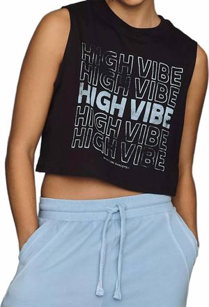 Spiritual Gangster High Vibe Spirit Crop Tank Top In Black