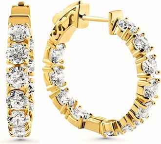 Pompeii3 4.40 Ct TW Huge Diamond Inside Outside Hoops 14k Yellow Gold Lab Grown 1 Tall