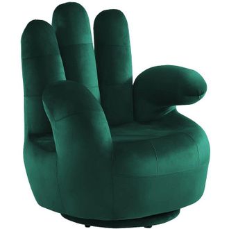 Vente-Unique Poltrona a forma di mano girevole in velluto Verde scuro - CATCHY