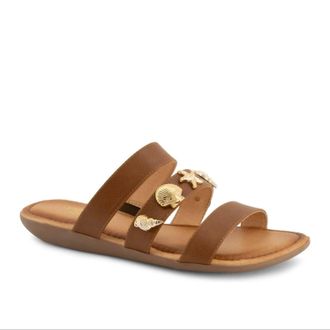 Andrea Womens Decorative Shell And Starfish Charms Sandal In Brown