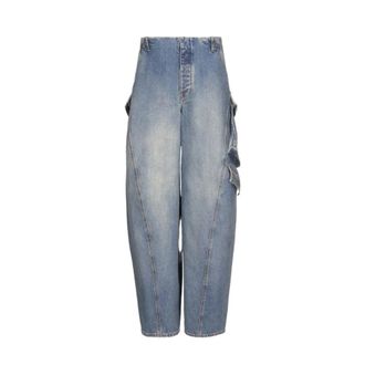 Alaia Denim Cargo Trousers - female - Ala&iuml;a - Loose Fit Jeans - Blue - XS - Jeans
