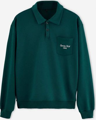 Trendyol MAN Heren Groen Geborduurd Lang, Oversized Sweatshirts