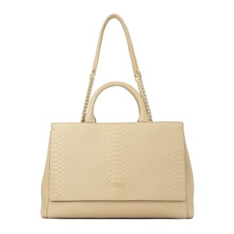 Kazar Tassen, Dames, Beige, ONE Size, Leer, Beige leren handtas met dubbele handvatten