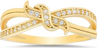 Queen Jewels Sterling Silver CZ Love Knot Ring in Gold at Nordstrom Rack, Size 10