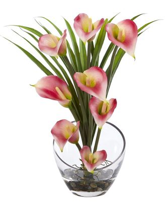 Nearly Natural 15.5In Calla Lily And Grass Artificial Arrangement In Vase