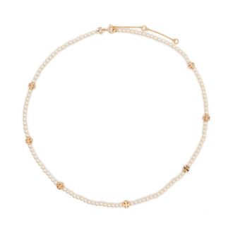 Tory Burch Faux Pearls Lobster Claw Necklace