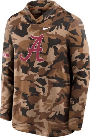 Nike Alabama 2026 Military Appreciation Nike Mens Dri-FIT College Long-Sleeve Hooded Top in Brown | 03B92EAABN-954