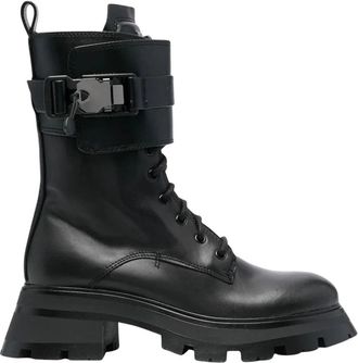 DKNY Sava Veterlaarzen - Dames - Veterlaarzen - Zwart - 36 EU - Leer - Schoenen