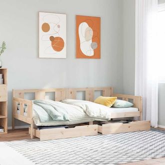 Berkfield Home Daybed with Drawers without Mattress 90x190 cm Single Solid Wood in Brown