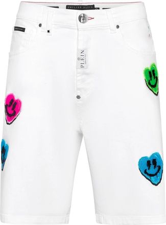 Philipp Plein Denim Shorts Smile - Heren - Denim shorts - Wit - W30 - Denim - Korte Broeken
