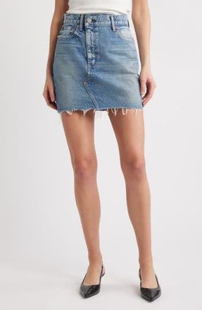 Moussy Vintage Thomoston Raw Hem Denim Miniskirt in Blue at Nordstrom Rack, Size 32