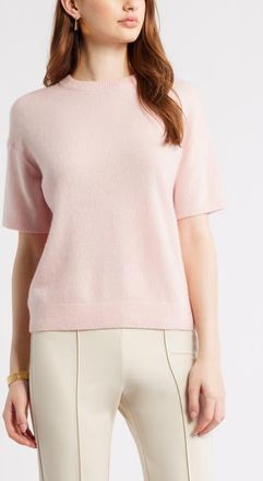 Nordstrom Short Sleeve Cashmere Sweater in Pink Dogwood at Nordstrom, Size Xx-Small