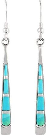 Generic Blue Fire Opal Amulet Long Line Hook Earrings Professional Process