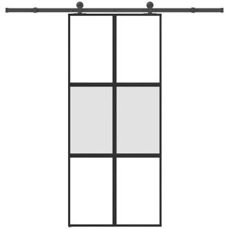 vidaXL Puerta Corredera Set Herrajes Vidrio Templado Aluminio 90x205cm
