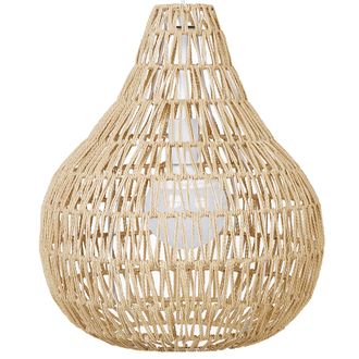 Beliani L&aacute;mpara Colgante Beige De Hilos Papel Trenzado Estilo Boho Molopo