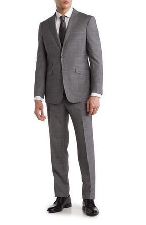 English Laundry Trim Fit Windowpane Suit in Gray at Nordstrom Rack, Size 38Short