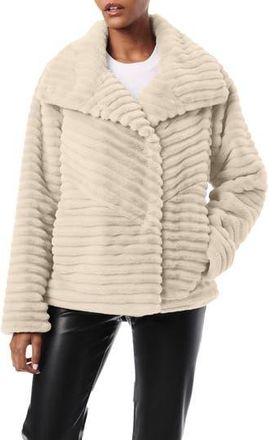 Bernardo Grooved Faux Fur Jacket in Oatmeal at Nordstrom Rack, Size X-Large