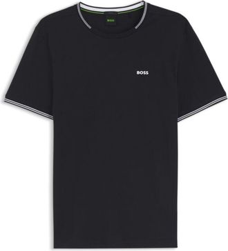 BOSS Stretch-cotton T-shirt with stripes and logo