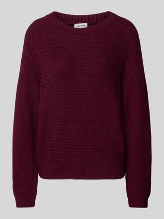 More & More More & More Relaxed Fit Pullover in Strick-Optik mit &uuml;berzogenen Schultern in Bordeaux, Gr&ouml;&szlig;e 36
