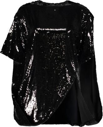 Valentino Garavani Top met pailletten - Dames - Blouses - Zwart - XS - Pailletten - Overhemden