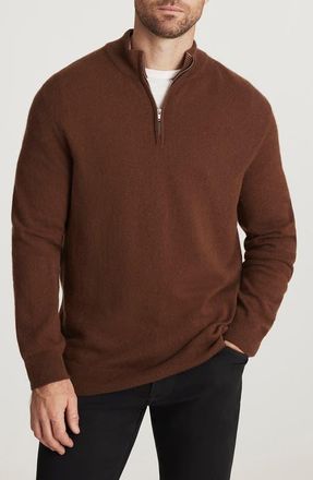 34 Heritage Cashmere, Silk & Wool Quarter Zip Sweater in Brown at Nordstrom, Size Xx-Large